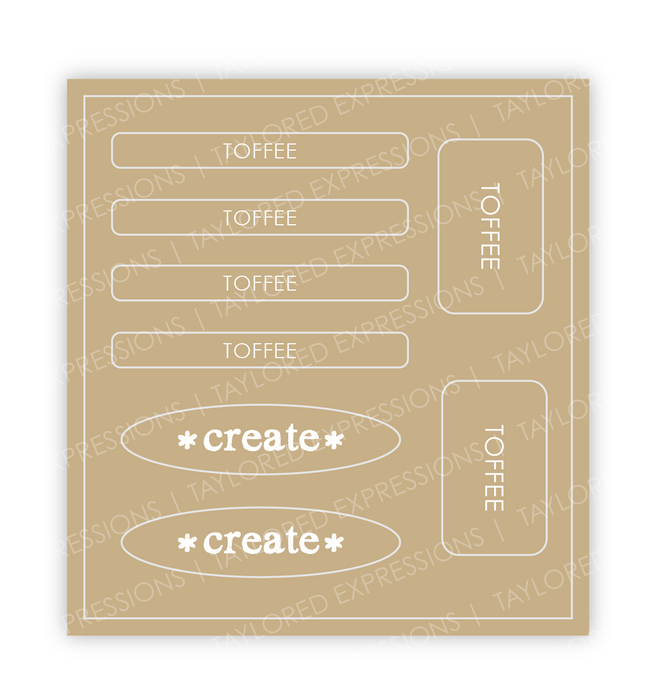 Graphic of Love to Label Sticker Sheet - Toffee which is a light brown color.