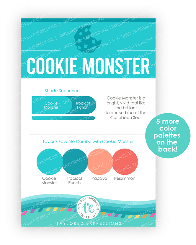 Graphic of Palette Playbook - Cookie Monster which is a teal color.