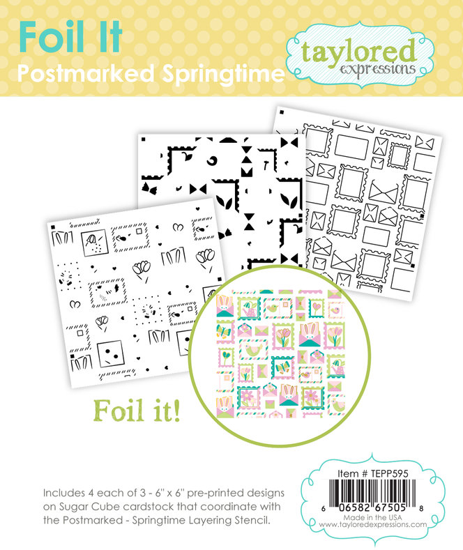 Graphic of Foil It - Postmarked Springtime which creates foiled outlines of springtime projects for papercrafting.