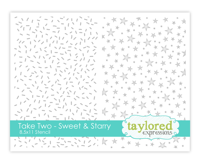 Graphic of Take Two - Sweet & Starry which includes two stencils for papercrafting.