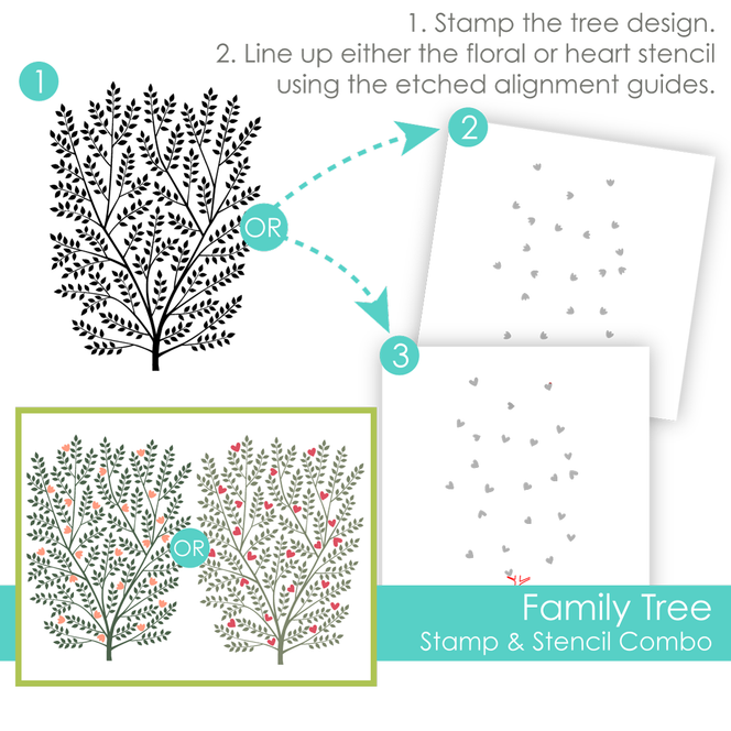 Graphic of Family Tree Stamp & Stencil Combo which is used for papercrafting.