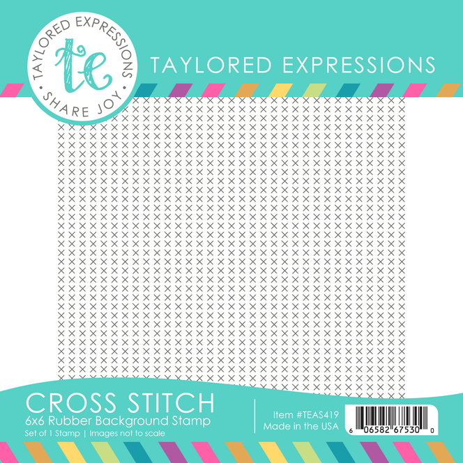 Graphic of Cross Stitch 6x6 Background Stamp which is used for papercrafting.