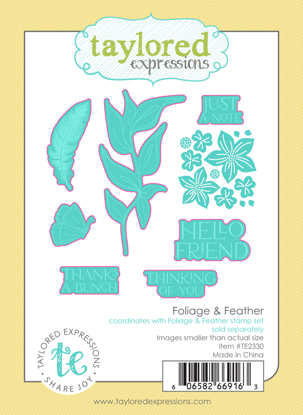 Graphic of Foliage & Feather Dies which are used for papercrafting.