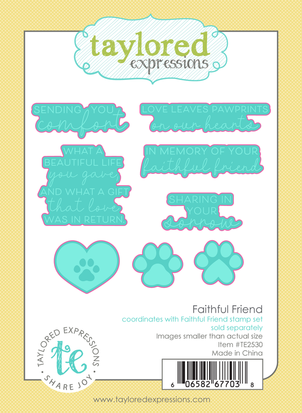Graphic of Faithful Friend Dies which are sentiments for papercrafting.