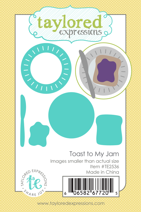 Graphic of Toast to My Jam steel die set which is used for papercrafting.