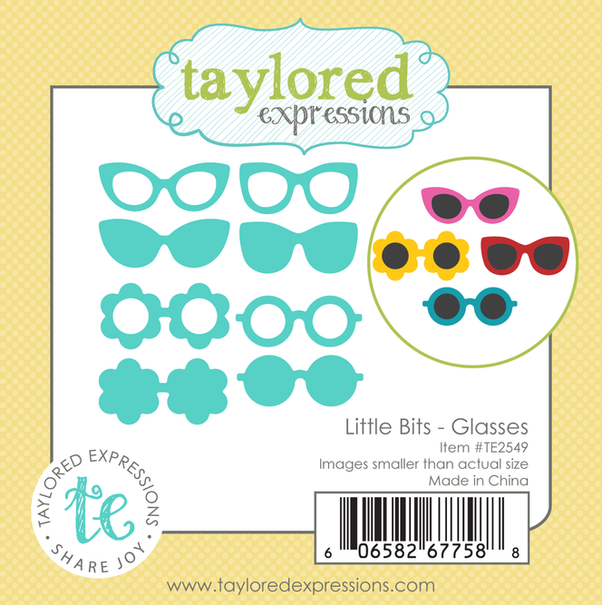 Graphic of Little Bits Die Set - Glasses which include sun glasses for critters for papercrafting.