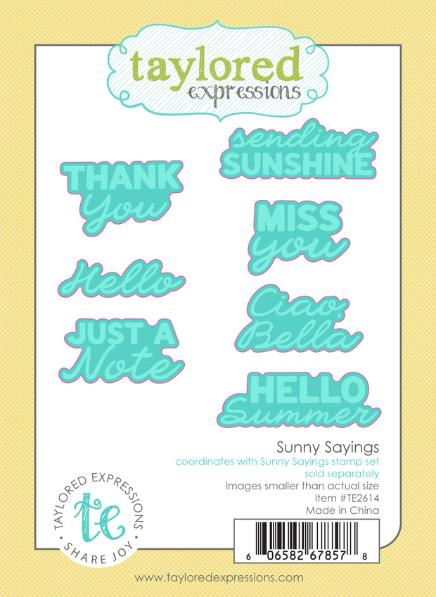 Graphic of Sunny Sayings Dies which includes sentiments for Summer.