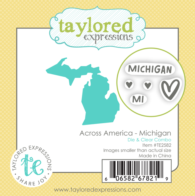 Graphic of Across America - Michigan Die & Clear Stamp Combo which is used for papercrafting.
