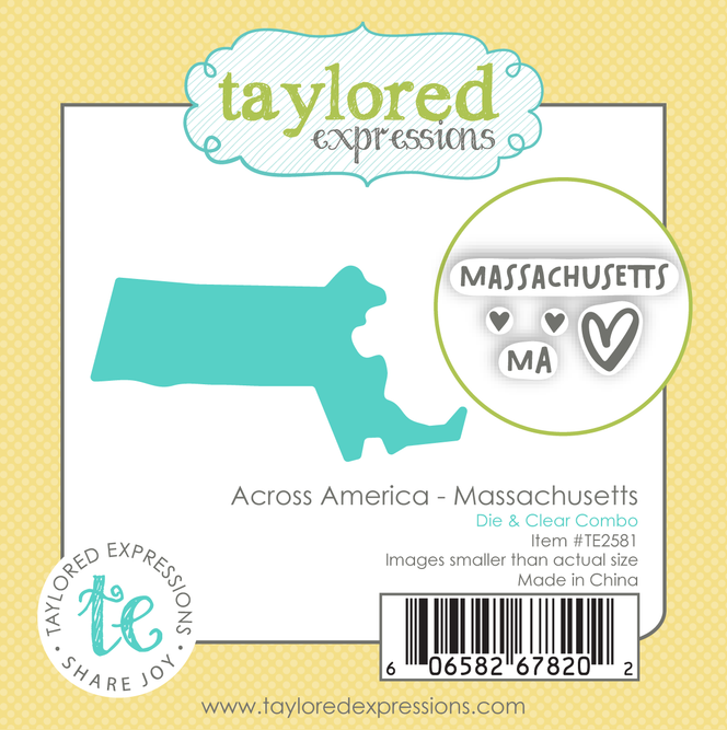 Graphic of Across America - Massachusetts Die & Stamp Clear Combo which is used for papercrafting.