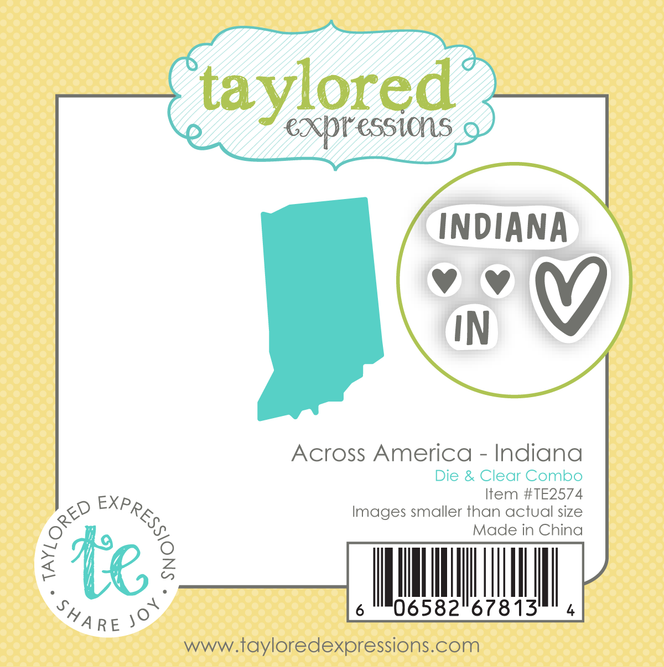 Graphic of Across America - Indiana Die & Clear Stamp Combo which is used for papercrafting.