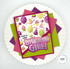 Handmade greeting card with balloons on it and party hats with birthday girl sentiment on it.