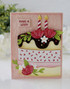 Handmade greeting card with cake on it and candles with make a wish sentiment on it.