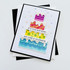 Handmade greeting card with cake on it and it's your birthday! Eat cake and celebrate sentiment on it.