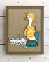 Handmade greeting card with goose on it and waddling by to say hi sentiment on it.