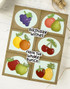 Handmade greeting card with fruit on it and birthday wishes from the whole bunch sentiment on it.