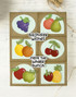 Handmade greeting card with fruits on it and birthday wishes from the whole bunch sentiment on it.
