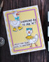 Handmade greeting card with geese on it and waddling by to say hi from one silly goose to another sentiment on it.