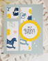 Handmade greeting card with baby decor on it and hey baby sentiment on it.