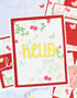 Handmade greeting card with flowers on it and hello friend sentiment on it.