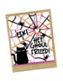 Handmade greeting card with spider web on it and eek, hey ghoul friend sentiment on it.