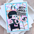 Handmade greeting card with halloween postage on it and hey, ghoul friend sentiment on it.