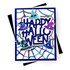 Handmade greeting card with spiderweb on it and happy halloween sentiment on it.