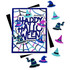 Handmade greeting card with spiderweb and witches hats on it and happy halloween sentiment on it.