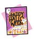 Handmade greeting card with ghosts on it and happy halloween, open if you dare sentiment on it.