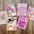 Six handmade greeting cards with various ghosts and spooky halloween items on each.