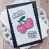 Handmade greeting card with cherry disco hearts on it and dancing queen, you're more favorite vibe sentiment on it.