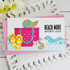 Handmade greeting card with beach items and waves on it and beach more, worry less sentiment on it.
