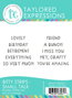 Graphic of Bitty Strips Stamp Set - Small Talk which include sentiments for papercrafting.
