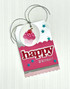 Handmade gift tag with happy birthday sentiment on it and a cupcake on it.