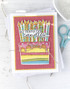 Handmade greeting card with cake on it and so many candles sentiment on it.