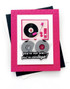 Handmade greeting card with record player on it and you're not old... you're vintage sentiment on it.