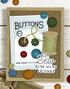 Handmade greeting card with buttons on it and sew glad we're friends sentiment on it.