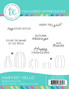 Graphic of Harvest Hello Stamp Set with sentiments and pumpkins on it for papercrafting.