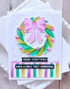 Handmade greeting card with wreath on it and merry everything, have a holly jolly Christmas sentiment on it.