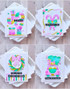 Four handmade greeting cards with Christmas items on each and various holiday sentiments on it.