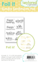 Taylored Expressions Foil It - Sundry Sentiments Fall packaging featuring a collection of autumn greetings in decorative script and mixed fonts, ready for metallic foiling.