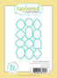 Taylored Expressions Many Medallions Coordinating Die packaging featuring steel cutting dies in assorted geometric shapes designed to cut coordinating floral medallions.
