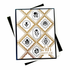 Handmade gratitude card featuring gold diamond-shaped frames, black botanical medallions, and a With Gratitude sentiment.