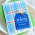 Handmade greeting card with tag on it with so lucky you're my husband sentiment on it.