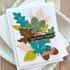 Handmade greeting card with leaves on it and heartfelt thanks sentiment on it.