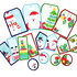 Handmade gift tags with santa, snowmen, ornaments, presents, and mittens on them.