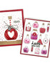 Two handmade greeting cards with hearts on them and potion bottles with one having and xoxo sentiment and the other having love you lots sentiment on it.