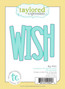 Graphic of Big Wish steel die that cuts out the word wish for papercrafting. Graphic of Big Wish steel die that cuts out the word wish for papercrafting.