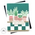 Handmade greeting card with plants in pots on it with happy birthday sentiment on it.