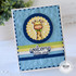 Handmade greeting card with giraffe on it and welcome little one sentiment on it.