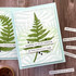 Handmade greeting card with fern on it and sharing in your sorrow in this difficult time sentiment on it.